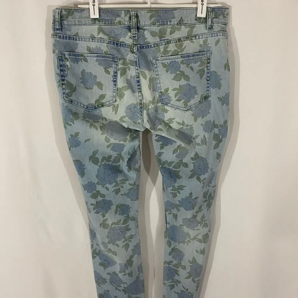 C Wonder Distressed Floral Skinny Jeans